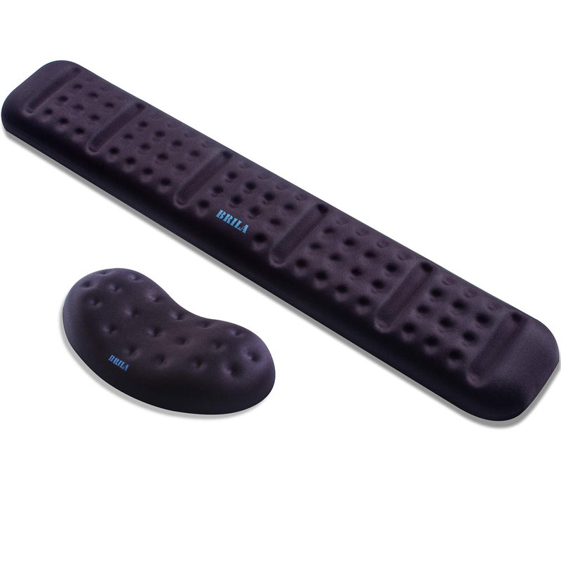 BRILA Upgraded Ergonomic Keyboard and Mouse Wrist Rest Support Cushion Pad Set - Comfy Soft Memory Foam Gel Padding & Non-Slip Palm/Hand/Wrist Pain Relief Rest Pad for Office Work, PC Gaming, Laptop - Image 1